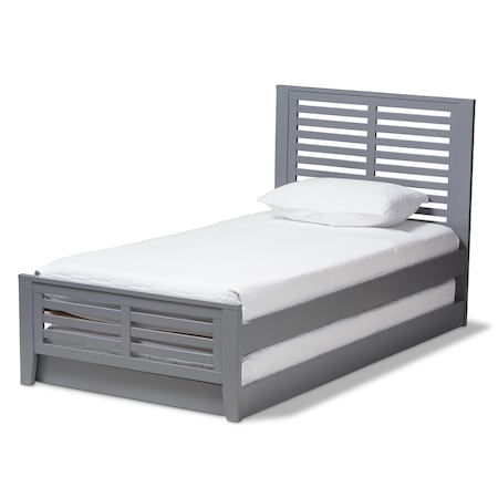Baxton Studio Sedona Modern Grey-Finished Wood Twin Platform Bed with Trundle 143-7874-7890